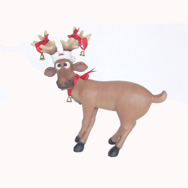 Funny Reindeer Standing on Crossed Legs Mini Life Size Statue