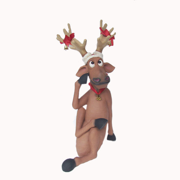 Funny Reindeer Large Sitting with Crossed Legs Life Size Statue