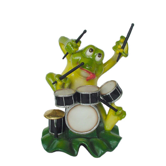 Funny Frog Band Drummer Life Size Statue
