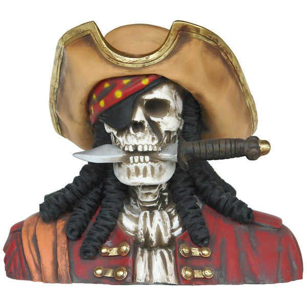 Royal Pirate Skeleton Head Life Size Statue