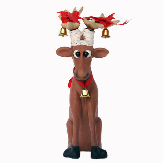 Funny Reindeer Sitting Life Size Statue