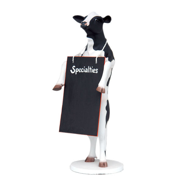 Cow Standing with Menu Board Life Size Statue