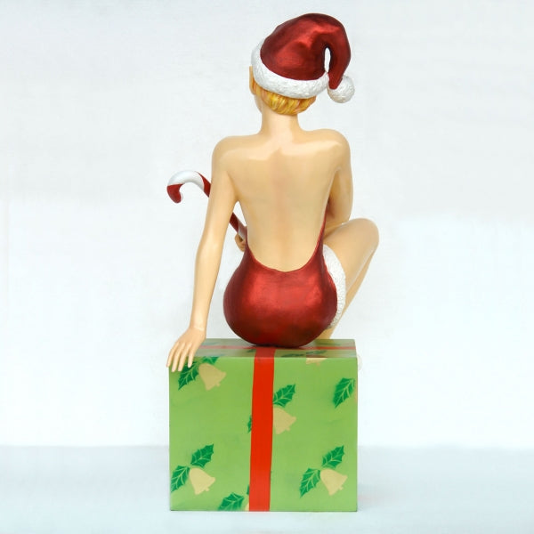 Lady Elf Sitting on Gift Box Life Size Statue