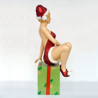 Lady Elf Sitting on Gift Box Life Size Statue