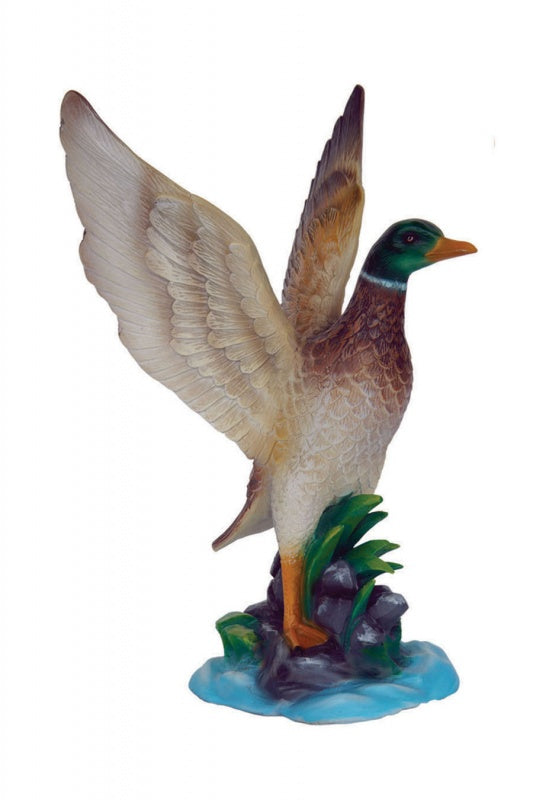 Duck with Wings Spread Life Size Statue