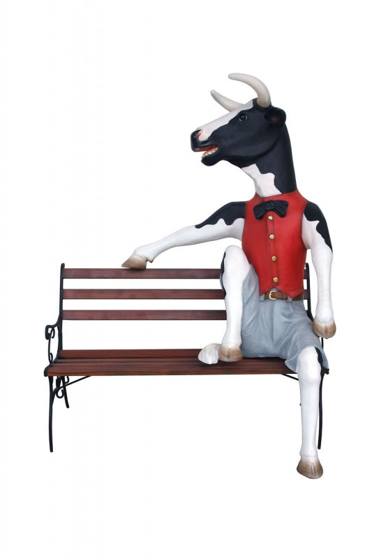 Skinny Cow Sitting Life Size Statue