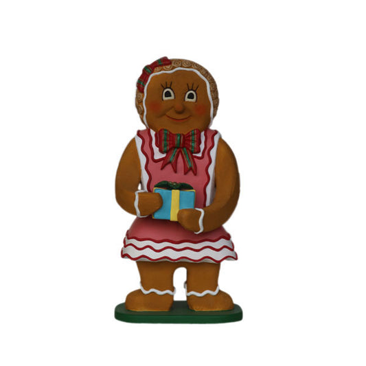Gingerbread Girl with Gift Life Size Statue