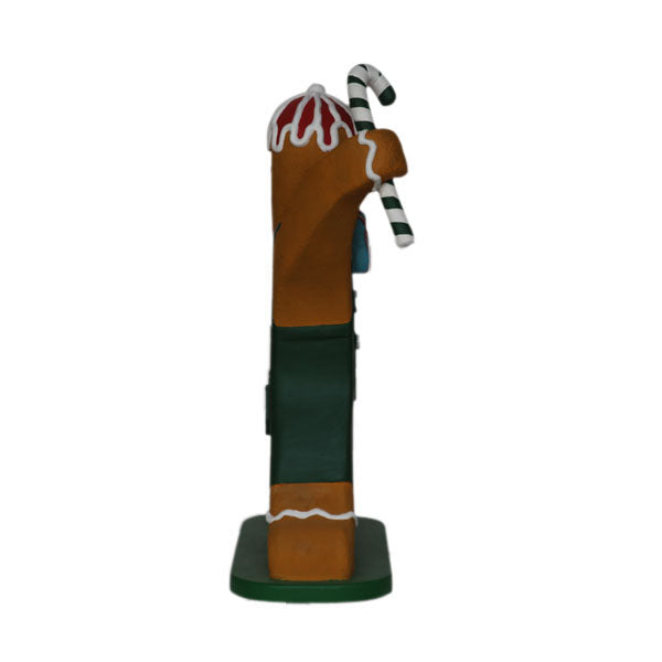 Gingerbread Boy with Candy Cane Life Size Statue