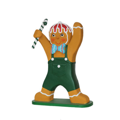 Gingerbread Boy with Candy Cane Life Size Statue