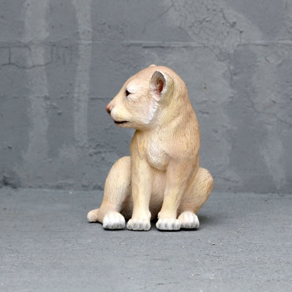 Lion Cub Sitting Life Size Statue