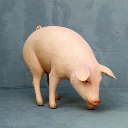 Pig Head Down Life Size Statue