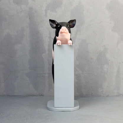 Black & Pink Pig with Menu Life Size Statue