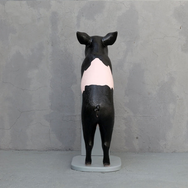 Black & Pink Pig with Menu Life Size Statue