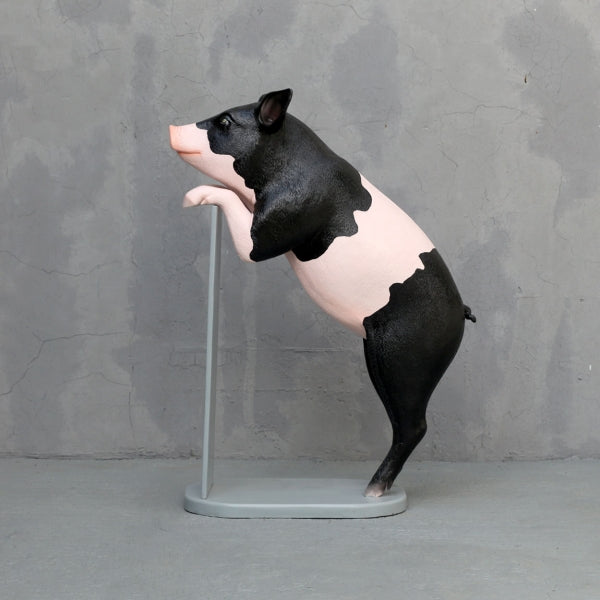 Black & Pink Pig with Menu Life Size Statue