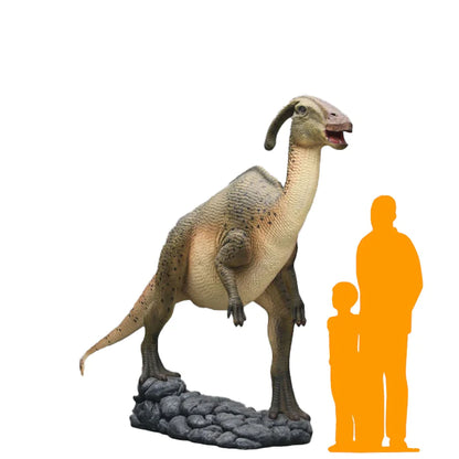 Green Parasaurolophus Dinosaur Life Size Statue