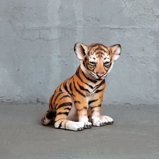 Tiger Cub Sitting Life Size Statue
