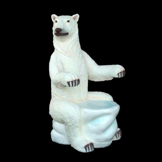 Polar Bear Chair with Arm Rest Life Size Statue