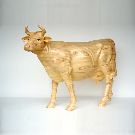 Wood Cow Life Size Statue