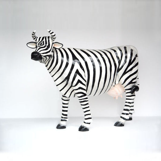 Zebra Cow Life Size Statue