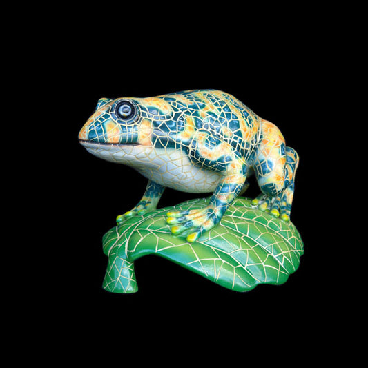 Frog on Leaf Mosaic Life Size Statue