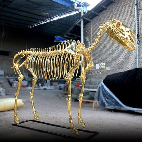 Luxurious Decoration Giant Golden Horse Skeleton