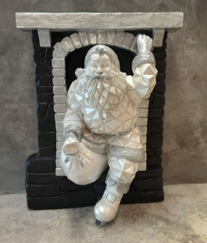 Diamond Santa Coming Out of Chimney Life Size Statue