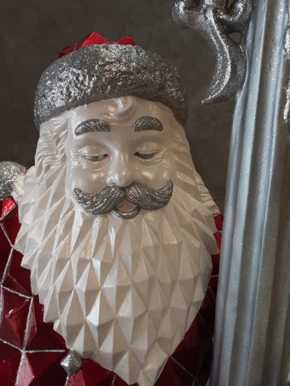 Diamond Santa Claus with Lamp Post Life Size Statue