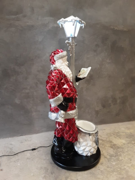 Diamond Santa Claus with Lamp Post Life Size Statue