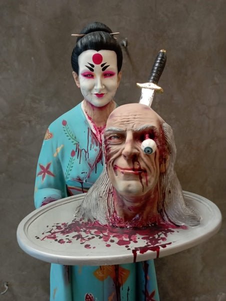 Scary Japanese Waitress Life Size Statue