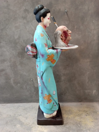 Scary Japanese Waitress Life Size Statue