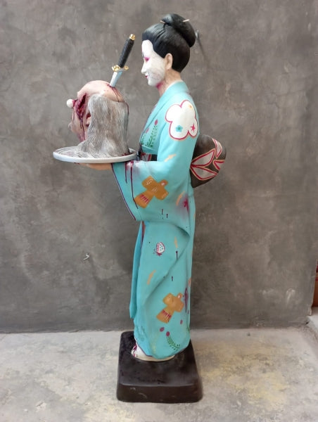 Scary Japanese Waitress Life Size Statue