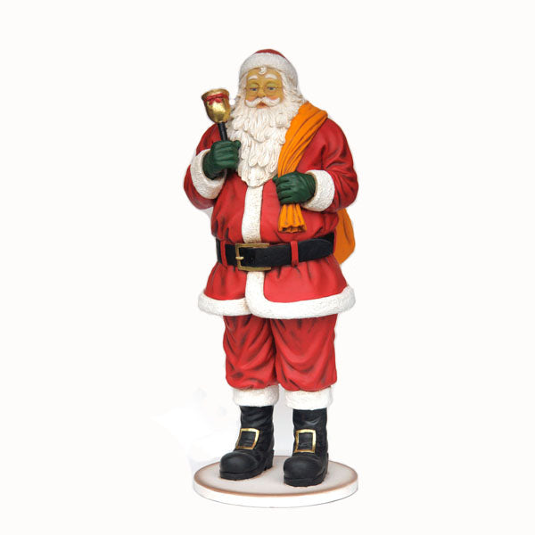 Santa with Bag and Bell Life Size Statue