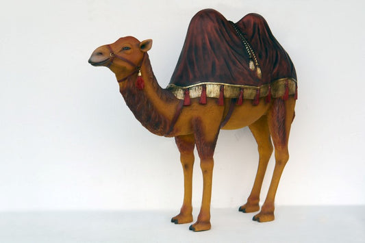 Camel with Burgundy Rug Life Size Statue