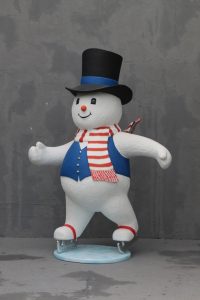 Snowman Skating Life Size Statue