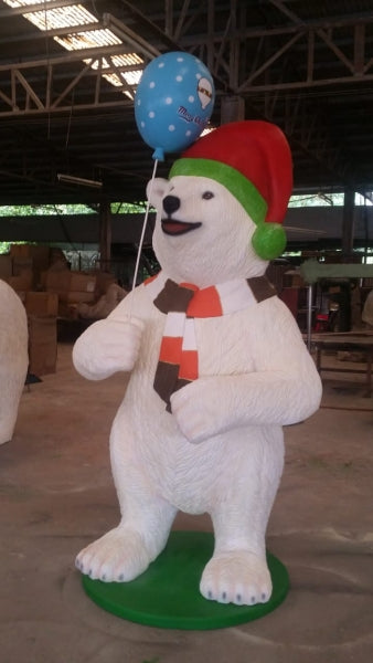 Polar Bear with Balloon Life Size Statue