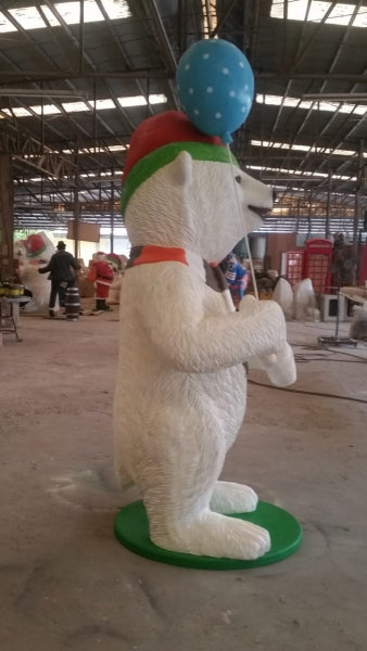 Polar Bear with Balloon Life Size Statue