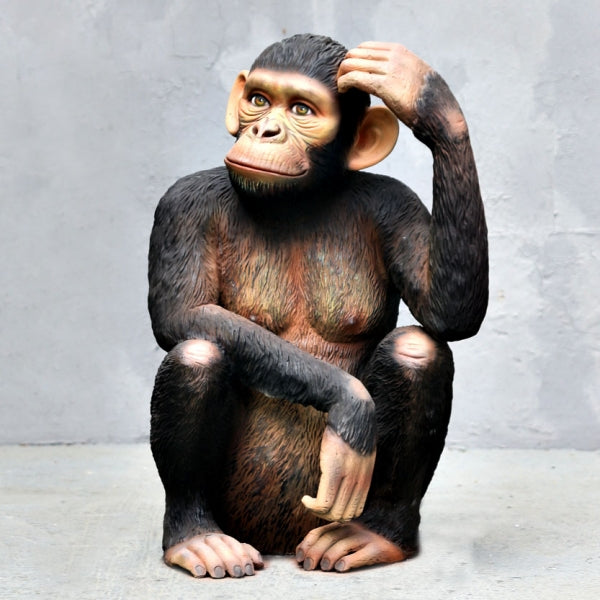 Sitting Chimpanzee Life Size Statue