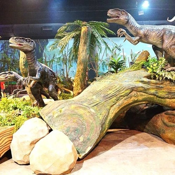 Unique Exhibition Animatronic Dinosaur Velociraptor Scene