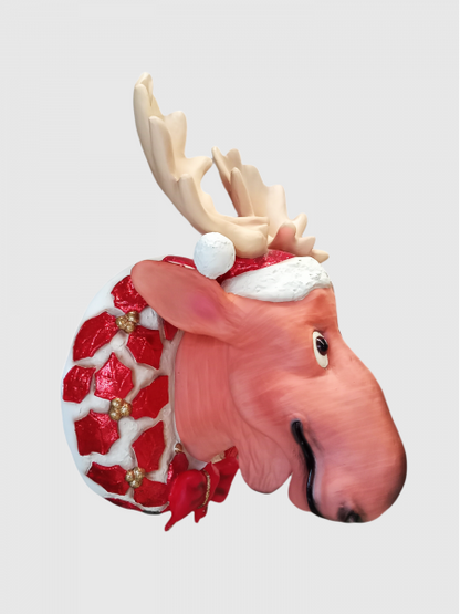 Funny Christmas Moose Head Life Size Statue