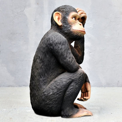 Sitting Chimpanzee Life Size Statue