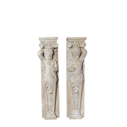 Stone Cherub Column Statues