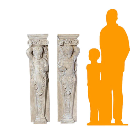 Stone Cherub Column Statues