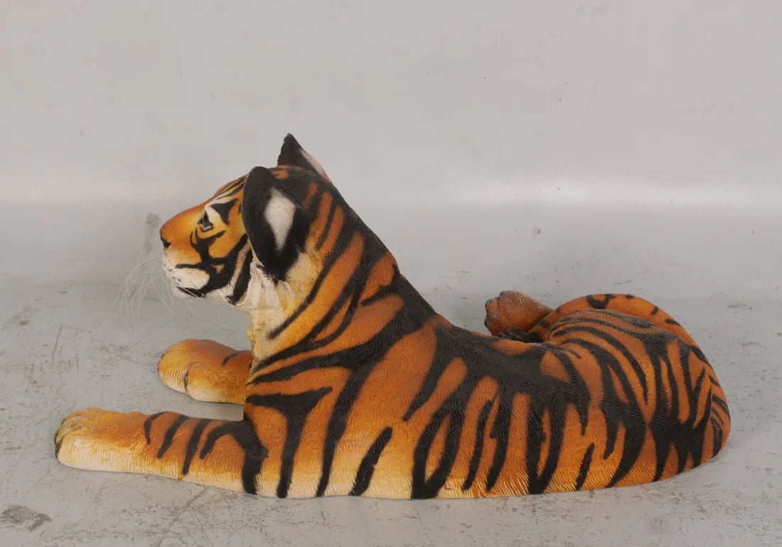 Bengal Tiger Cub Laying Life Size Statue