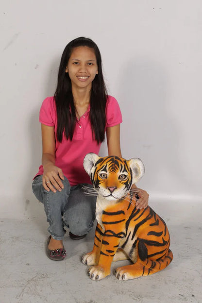 Bengal Tiger Cub Sitting Life Size Statue