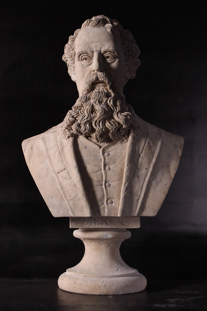 Stone Charles Dickens Bust Life Size Statue