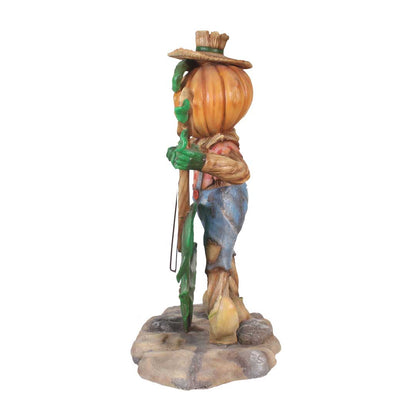 Pumpkin Scarecrow Playing Cello Life Size Statue