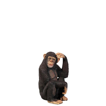 Chimpanzee Monkey Sitting Life Size Statue