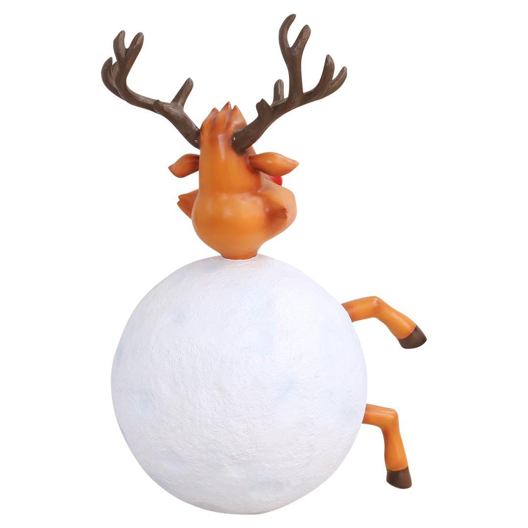 Reindeer Rudolph In Snowball Life Size Statue