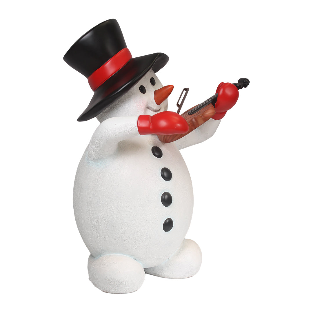 Snowman Playing Violin Life Size Statue