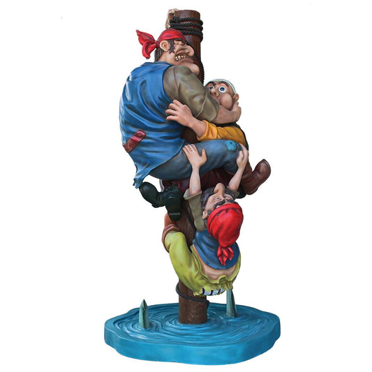 Comic Pirates On Mast Life Size Statue